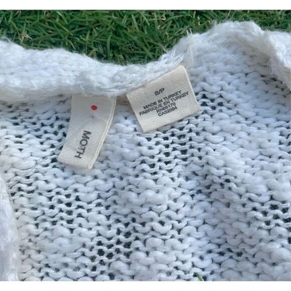 MOTH ANTHROPOLOGIE  black white BOHO PRINT OPEN CARDIGAN spring SWEATER sz S - Picture 4 of 6